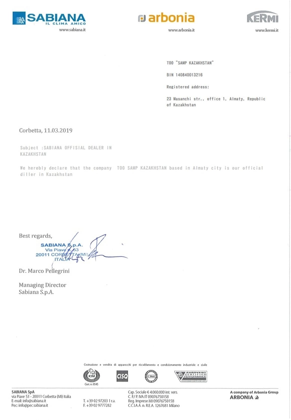 Официальный дилер Sabiana